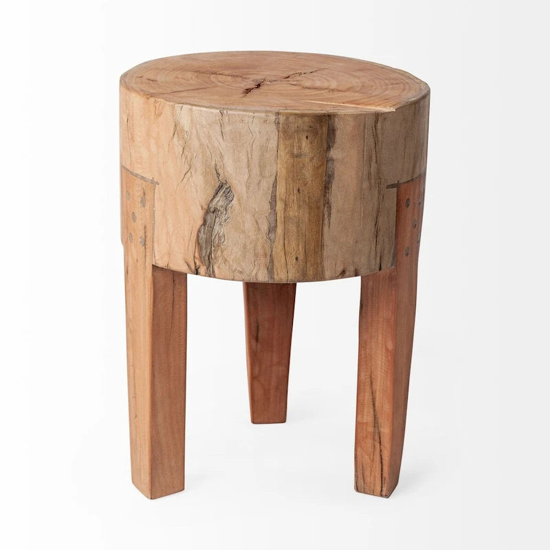 Rustic Solid Reclaimed Wood Stool