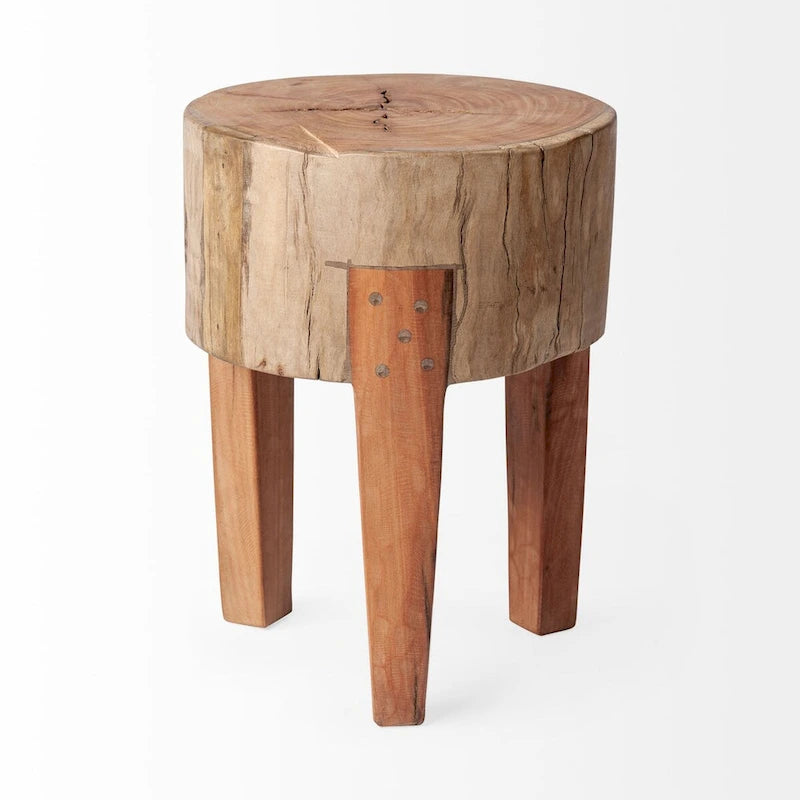 Rustic Solid Reclaimed Wood Stool