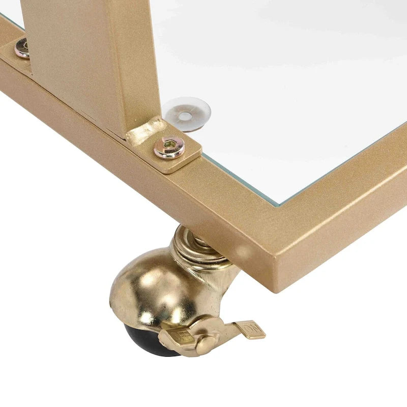 Glass Top C-Shape Side Table with Metal Base