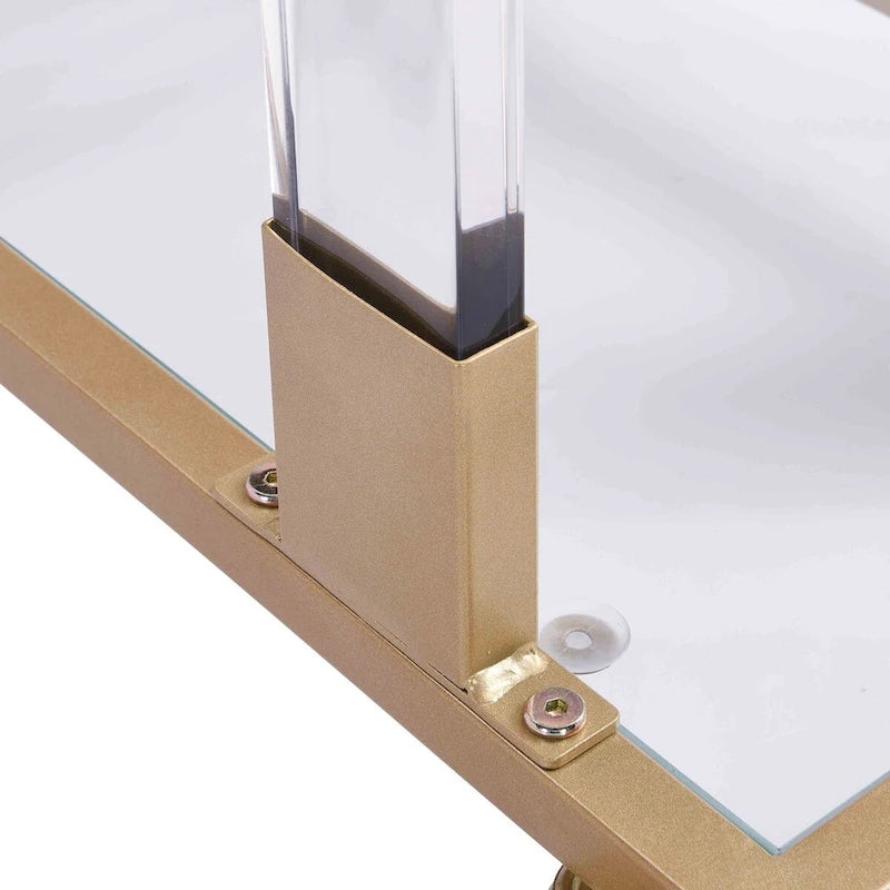 Glass Top C-Shape Side Table with Metal Base