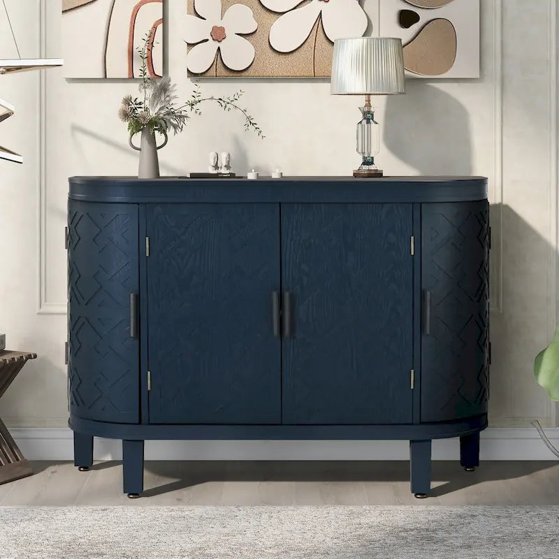Accent Storage Cabinet Sideboard with Antique Pattern Doors