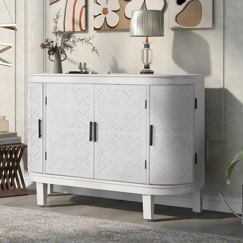 Accent Storage Cabinet Sideboard with Antique Pattern Doors