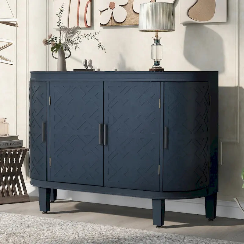 Accent Storage Cabinet Sideboard with Antique Pattern Doors