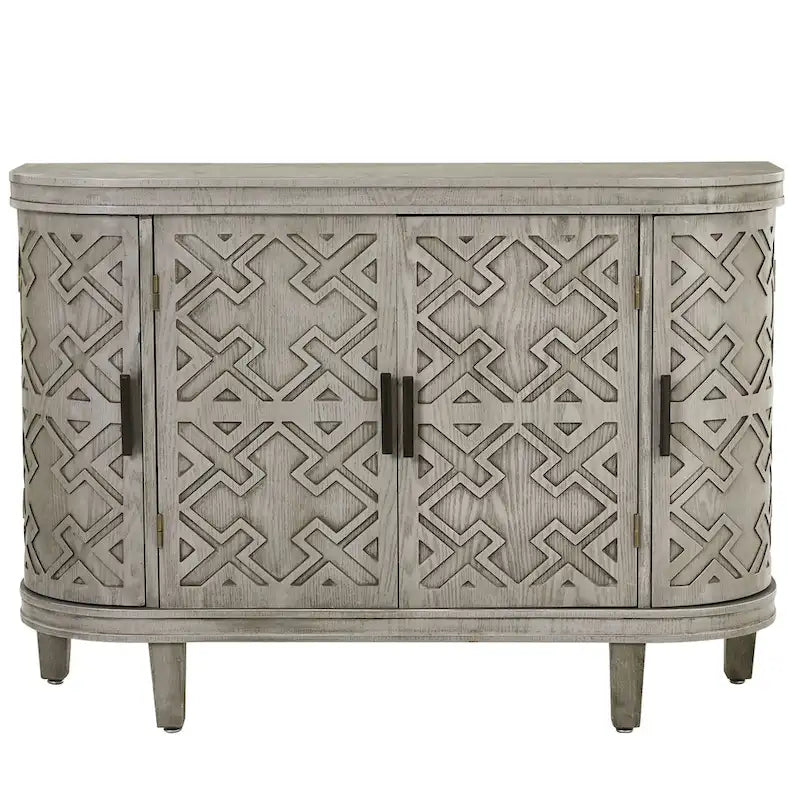 Accent Storage Cabinet Sideboard with Antique Pattern Doors