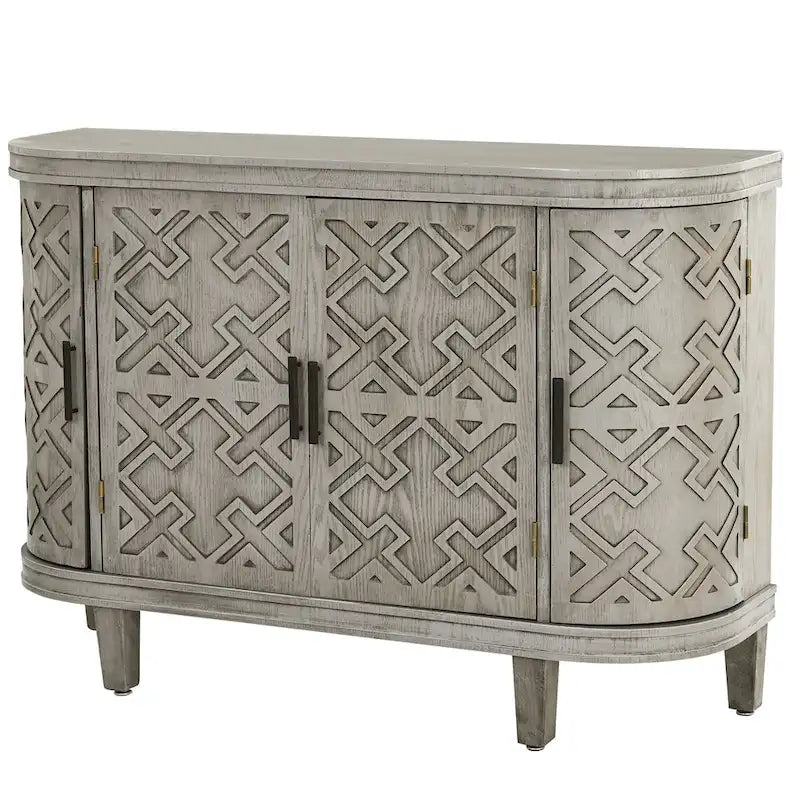 Accent Storage Cabinet Sideboard with Antique Pattern Doors