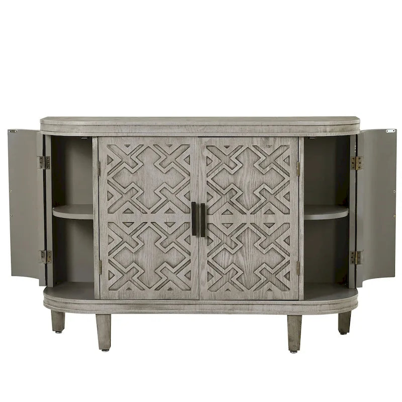 Accent Storage Cabinet Sideboard with Antique Pattern Doors