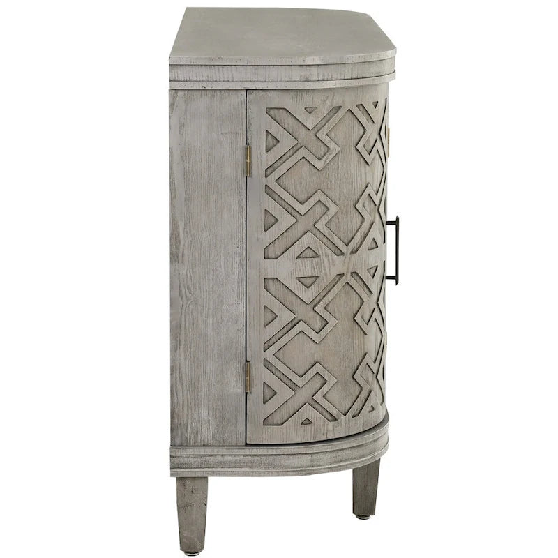 Accent Storage Cabinet Sideboard with Antique Pattern Doors