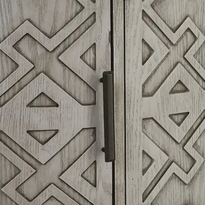Accent Storage Cabinet Sideboard with Antique Pattern Doors