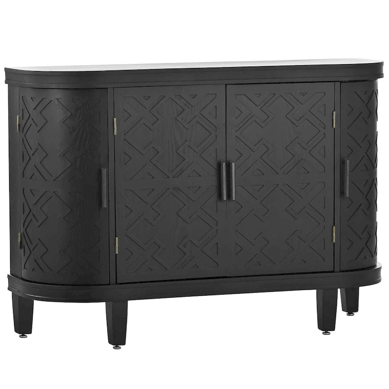 Accent Storage Cabinet Sideboard with Antique Pattern Doors