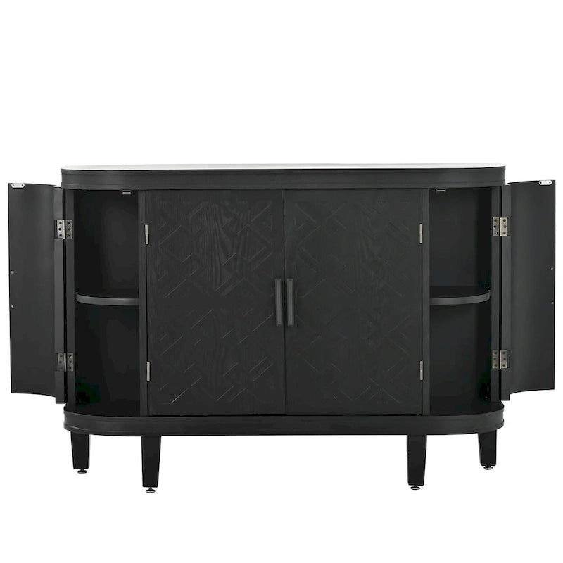 Accent Storage Cabinet Sideboard with Antique Pattern Doors
