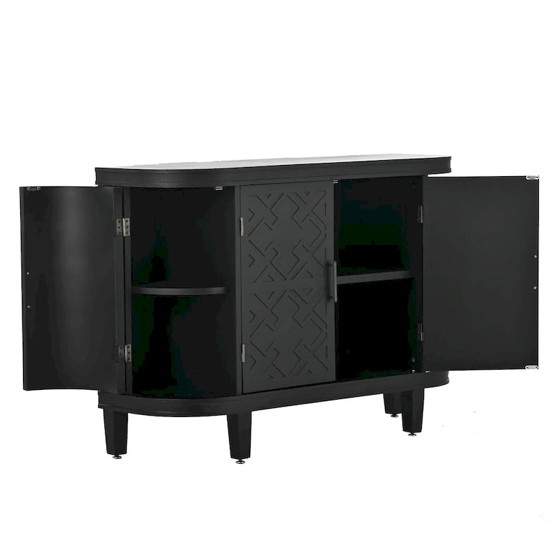 Accent Storage Cabinet Sideboard with Antique Pattern Doors