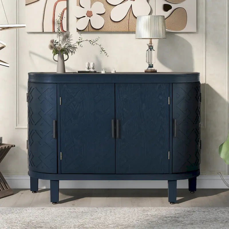 Accent Storage Cabinet Sideboard with Antique Pattern Doors