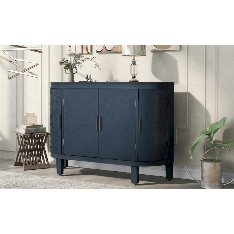 Accent Storage Cabinet Sideboard with Antique Pattern Doors