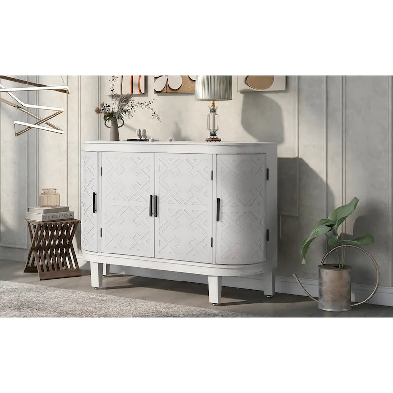 Accent Storage Cabinet Sideboard with Antique Pattern Doors