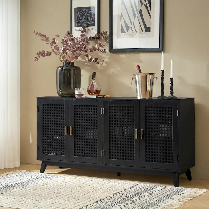 Contemporary 58" Wide Sideboard with Solid Wood Legs