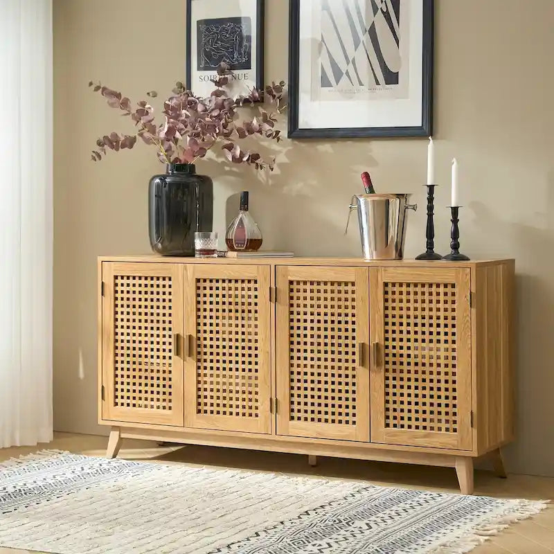 Contemporary 58" Wide Sideboard with Solid Wood Legs