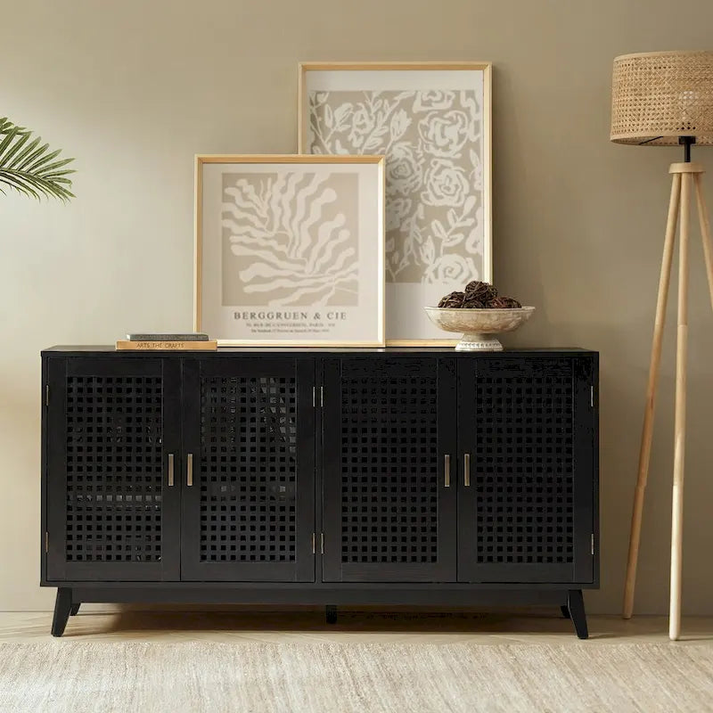 Contemporary 58" Wide Sideboard with Solid Wood Legs