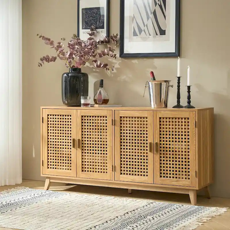 Contemporary 58" Wide Sideboard with Solid Wood Legs