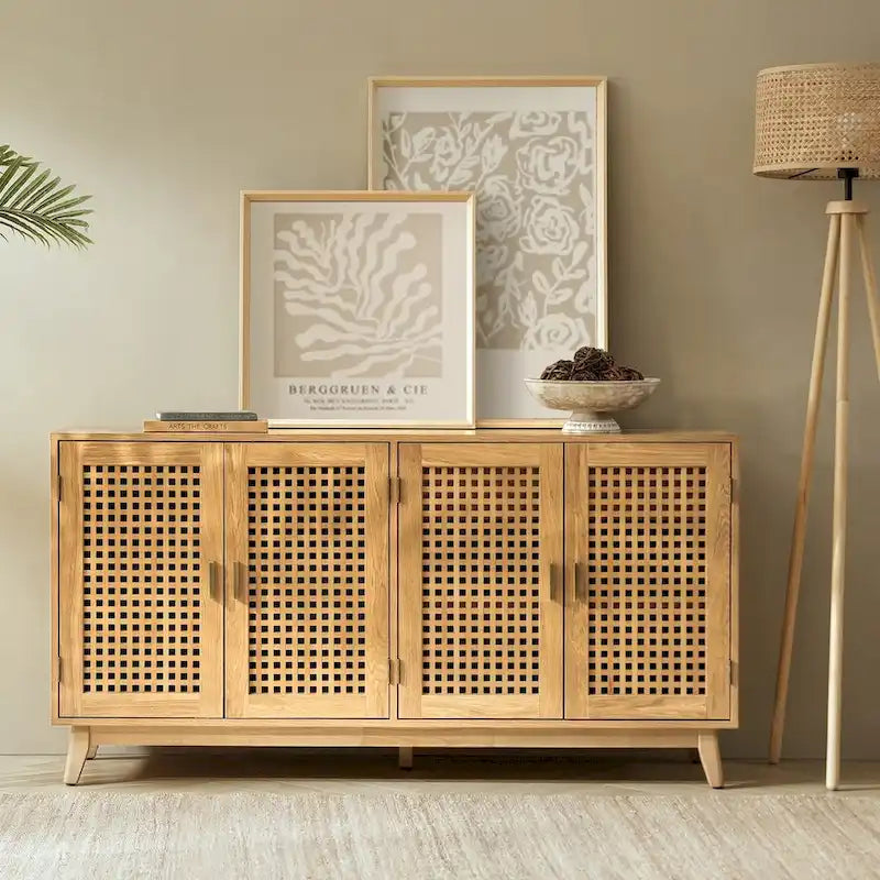 Contemporary 58" Wide Sideboard with Solid Wood Legs