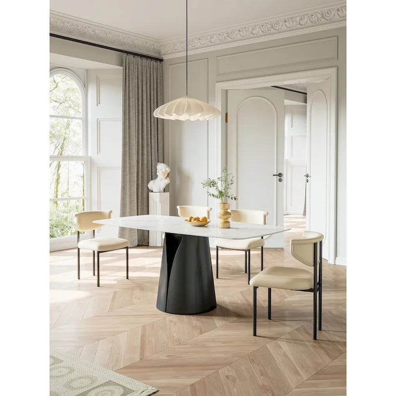 Modern Rectangle White 65 in. Dining Table for 6 - 65"L x 37.4"W x 29.52"H
