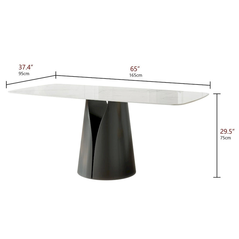 Modern Rectangle White 65 in. Dining Table for 6 - 65"L x 37.4"W x 29.52"H