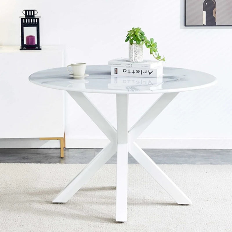 Round Dining Table for 4-6 People with Pedestal Base