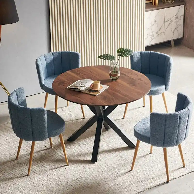 Round Dining Table for 4-6 People with Pedestal Base