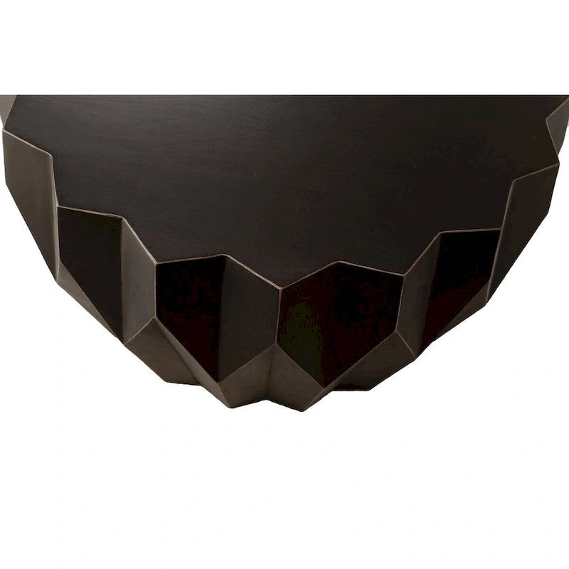29" Black Solid Wood Round Distressed Coffee Table