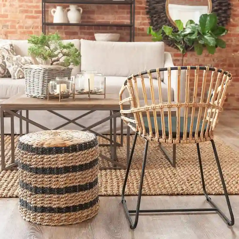 Woven Seagrass and Water Hyacinth Accent Table