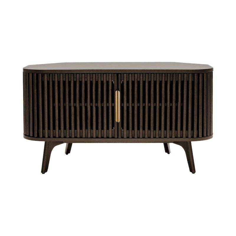 Wooden Corner TV Stand with Mid-Century Accents