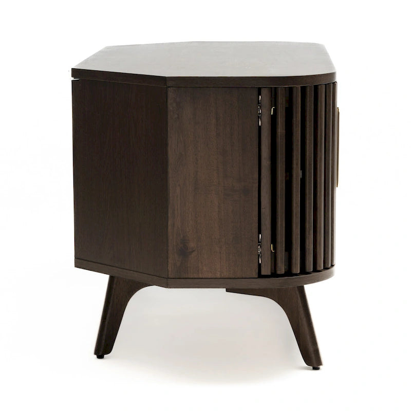 Wooden Corner TV Stand with Mid-Century Accents