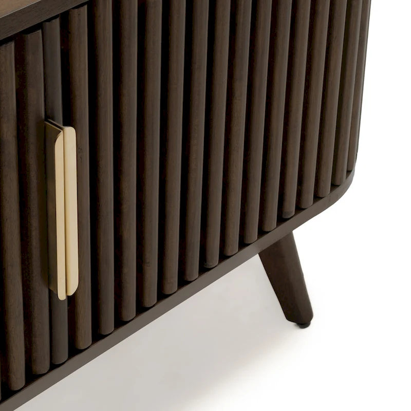 Wooden Corner TV Stand with Mid-Century Accents