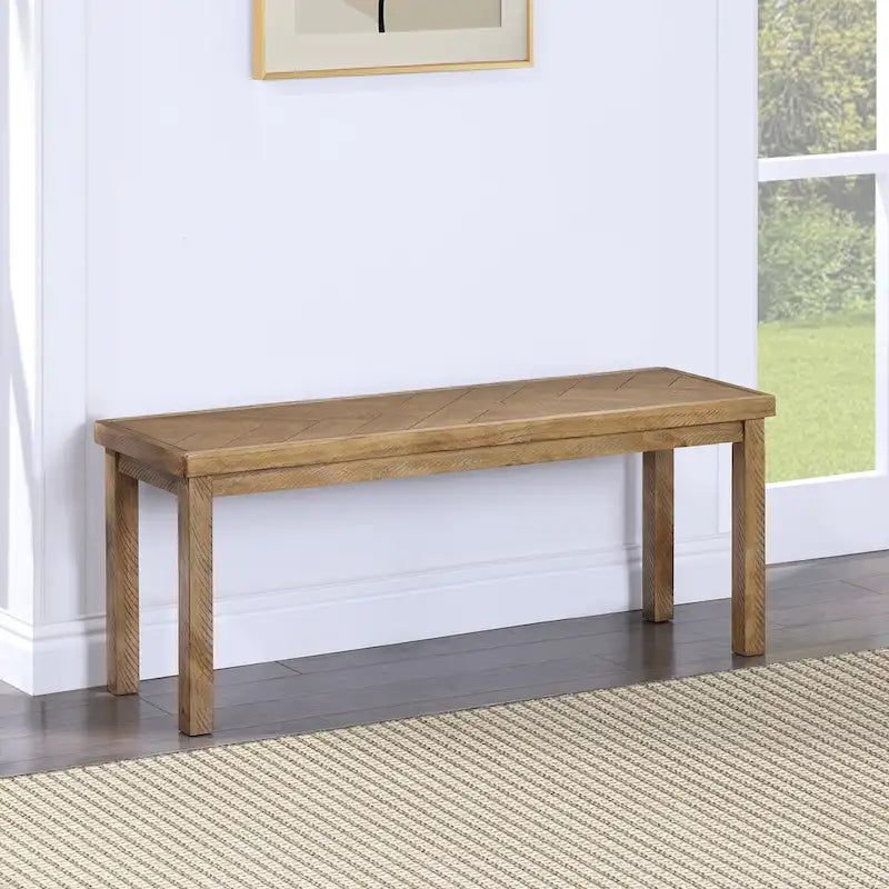 Chevron Pattern 44" Wooden Entryway Dining Bench