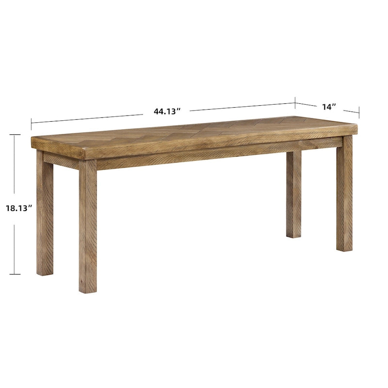 Chevron Pattern 44" Wooden Entryway Dining Bench