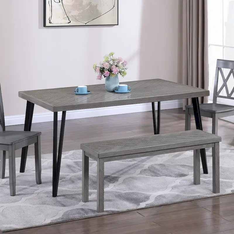 Chevron Pattern 44" Wooden Entryway Dining Bench