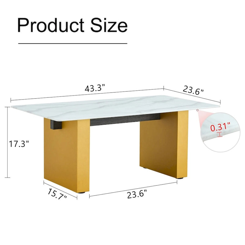 Modern Minimalist Tempered Glass Coffee & Dining Table with Decorative Columns