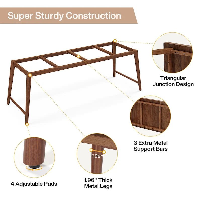 78.7" Extra Long 2-Person Wood Desk with Metal Legs
