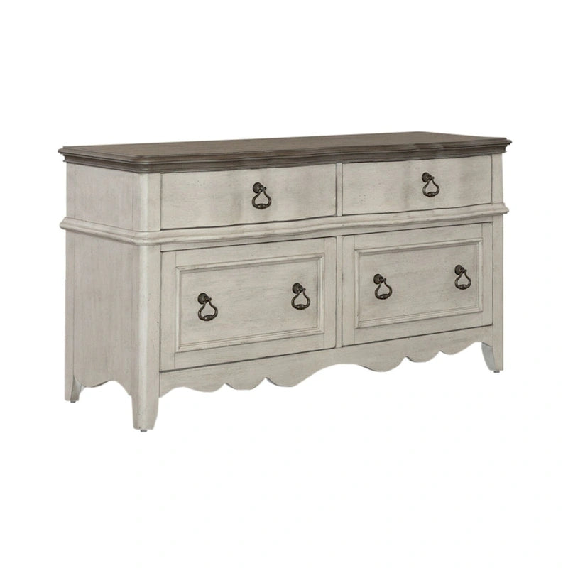 Wirebrushed Antique White Credenza - Width 56 x Depth 21 x Height 30