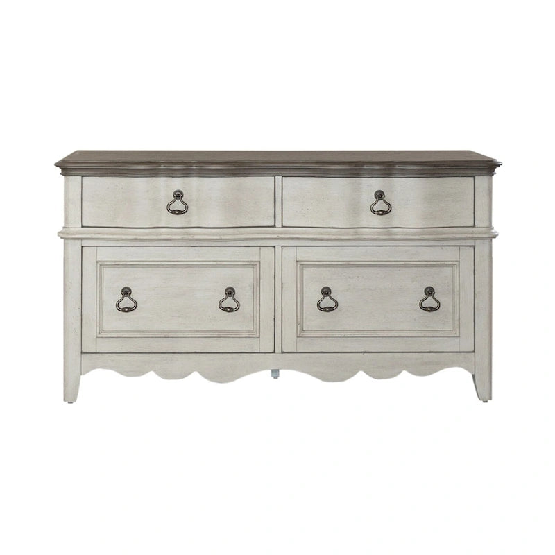 Wirebrushed Antique White Credenza - Width 56 x Depth 21 x Height 30