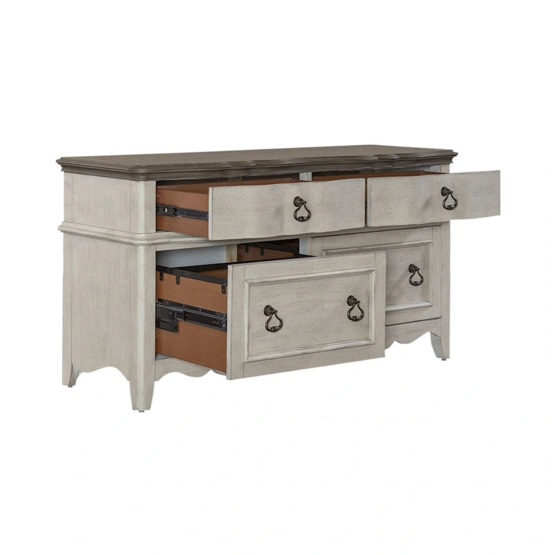 Wirebrushed Antique White Credenza - Width 56 x Depth 21 x Height 30