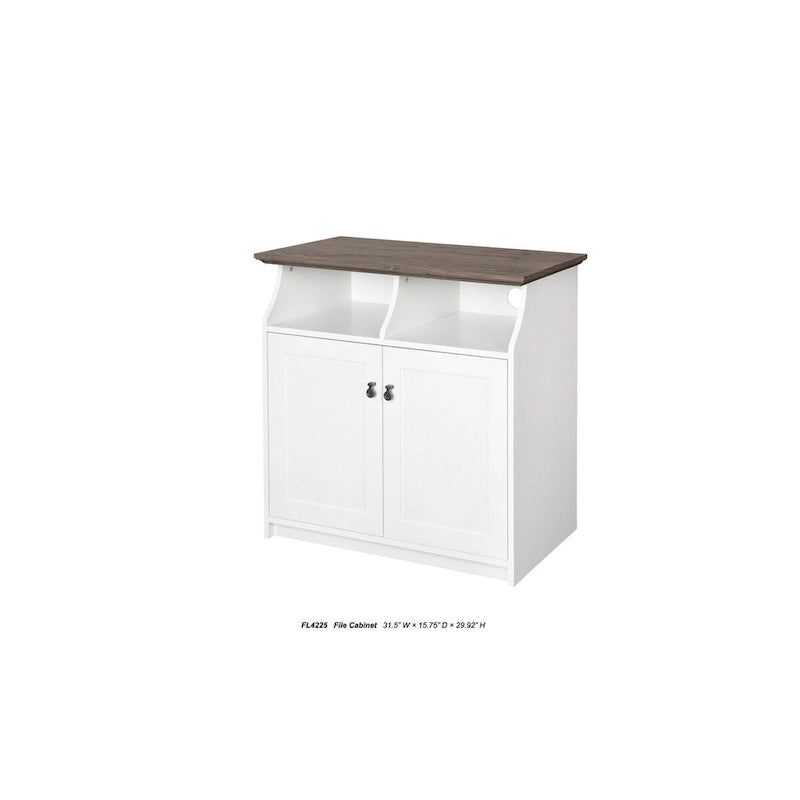 White 2-Door Vertical Filing Cabinet with Hidden Storage