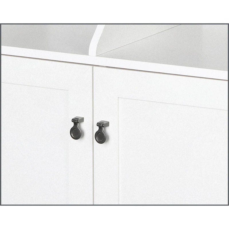 White 2-Door Vertical Filing Cabinet with Hidden Storage