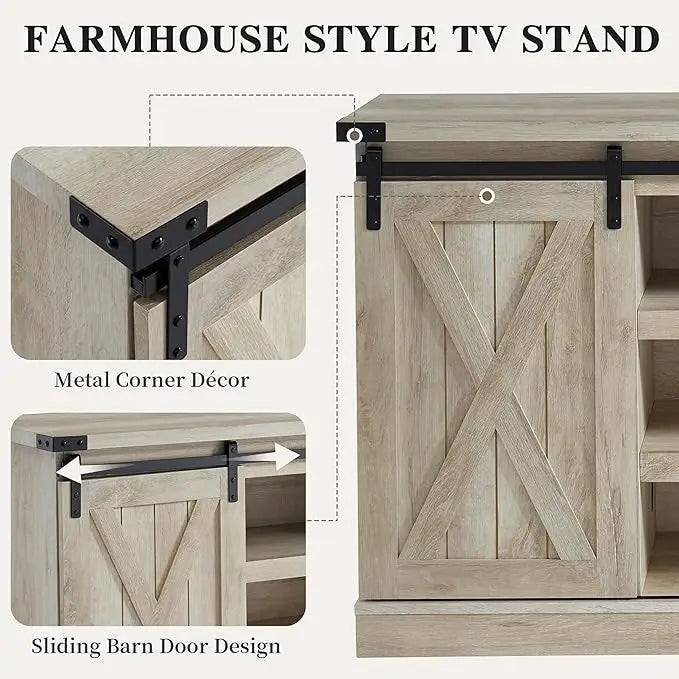Wood Media Console TV Stand Entertainment Center