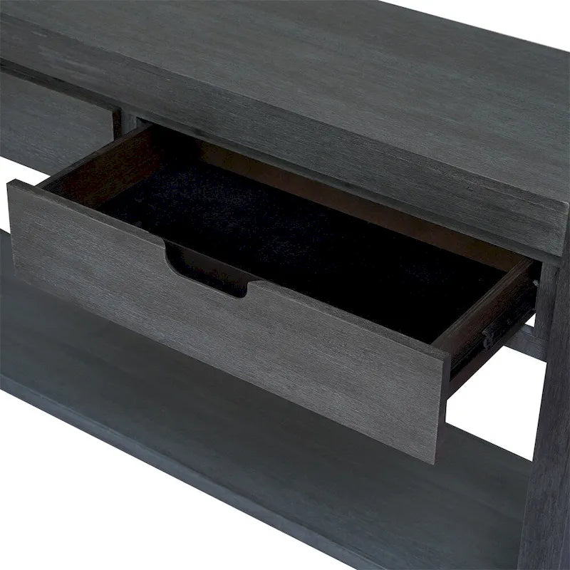 Wood Console Table with 2 Drawers and 1 Shelf for Hallway Living Room