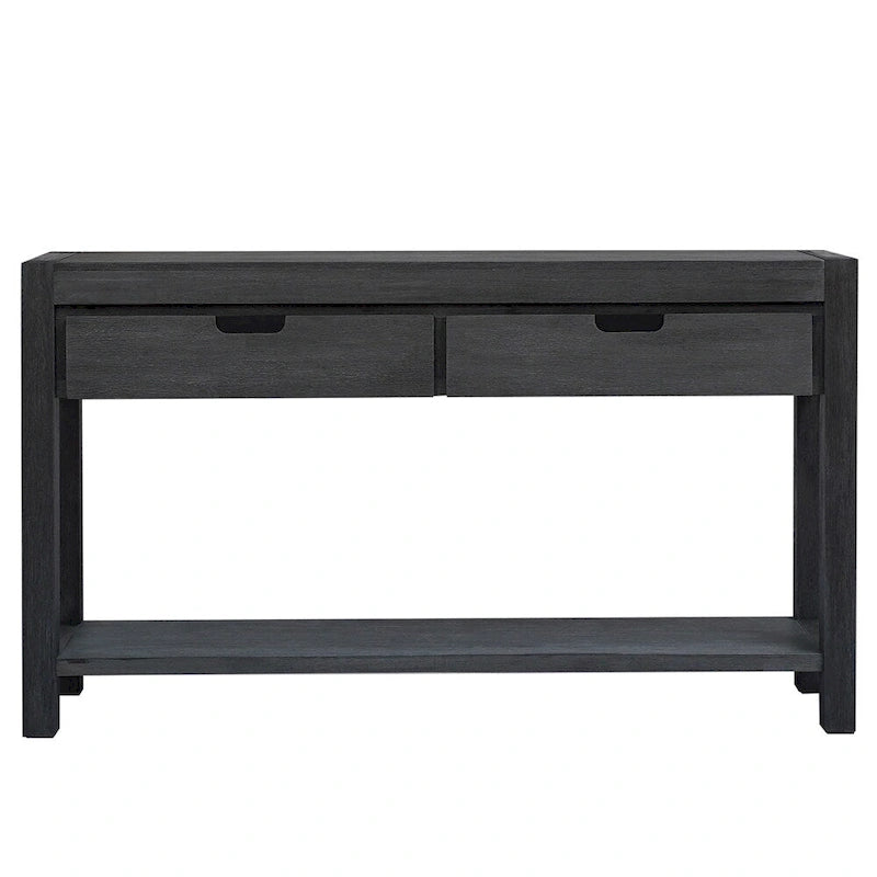 Wood Console Table with 2 Drawers and 1 Shelf for Hallway Living Room