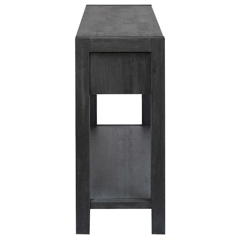 Wood Console Table with 2 Drawers and 1 Shelf for Hallway Living Room