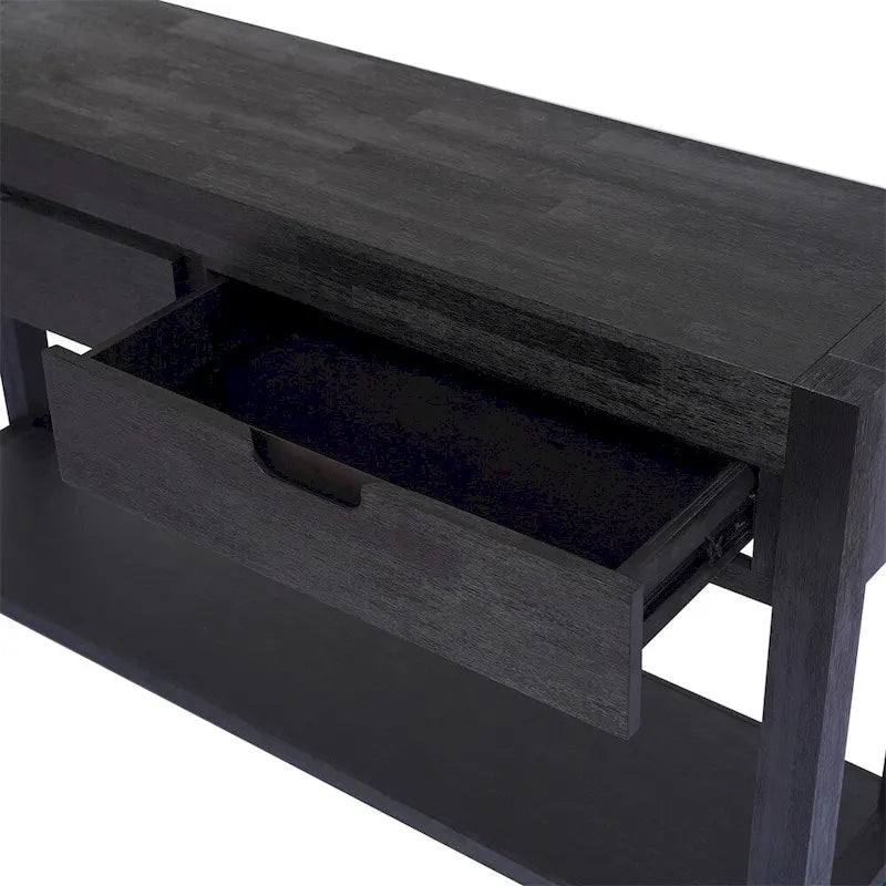 Wood Console Table with 2 Drawers and 1 Shelf for Hallway Living Room