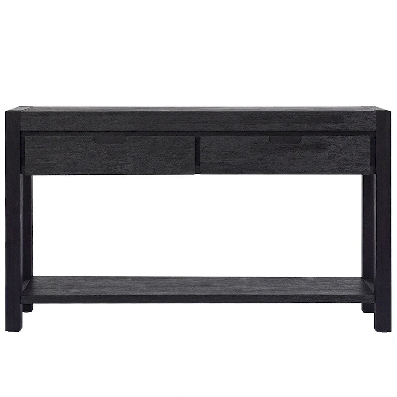 Wood Console Table with 2 Drawers and 1 Shelf for Hallway Living Room