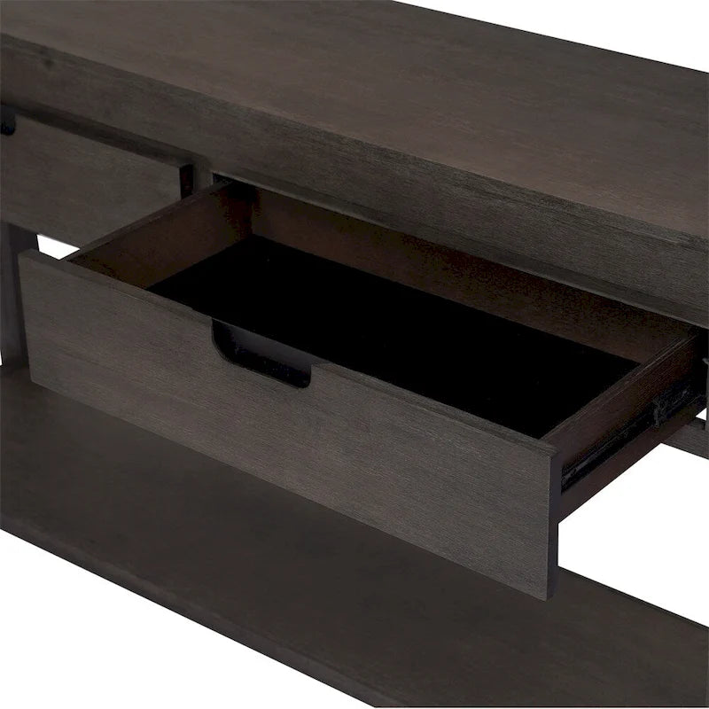 Wood Console Table with 2 Drawers and 1 Shelf for Hallway Living Room
