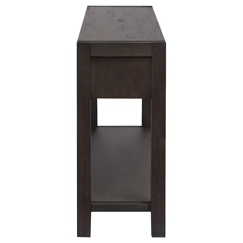 Wood Console Table with 2 Drawers and 1 Shelf for Hallway Living Room